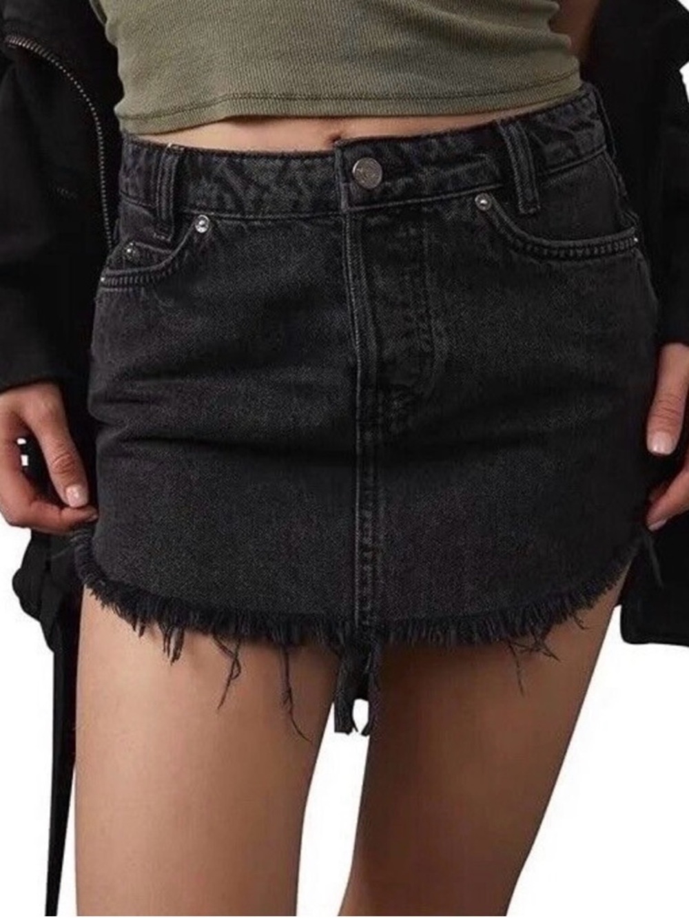We the Free Sky High black denim mini skirt size 2